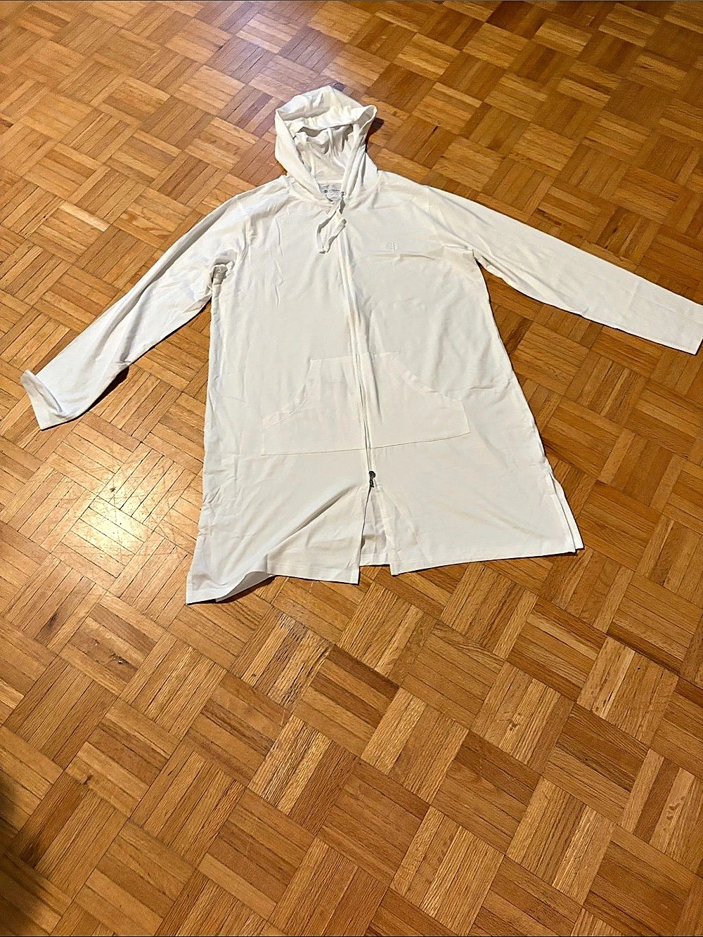 Coolibar Women's Cabana Long Zip-Up Hoodie White Large